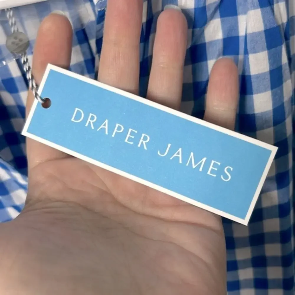 NWT Draper James blue gingham sleeveless ruffle detail button down blouse top - Picture 12 of 13